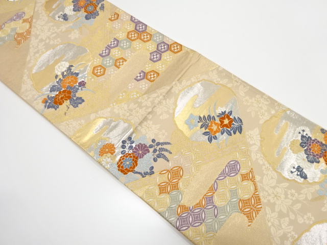 JAPANESE FUKURO OBI / WOVEN AUTUMN FLOWERS